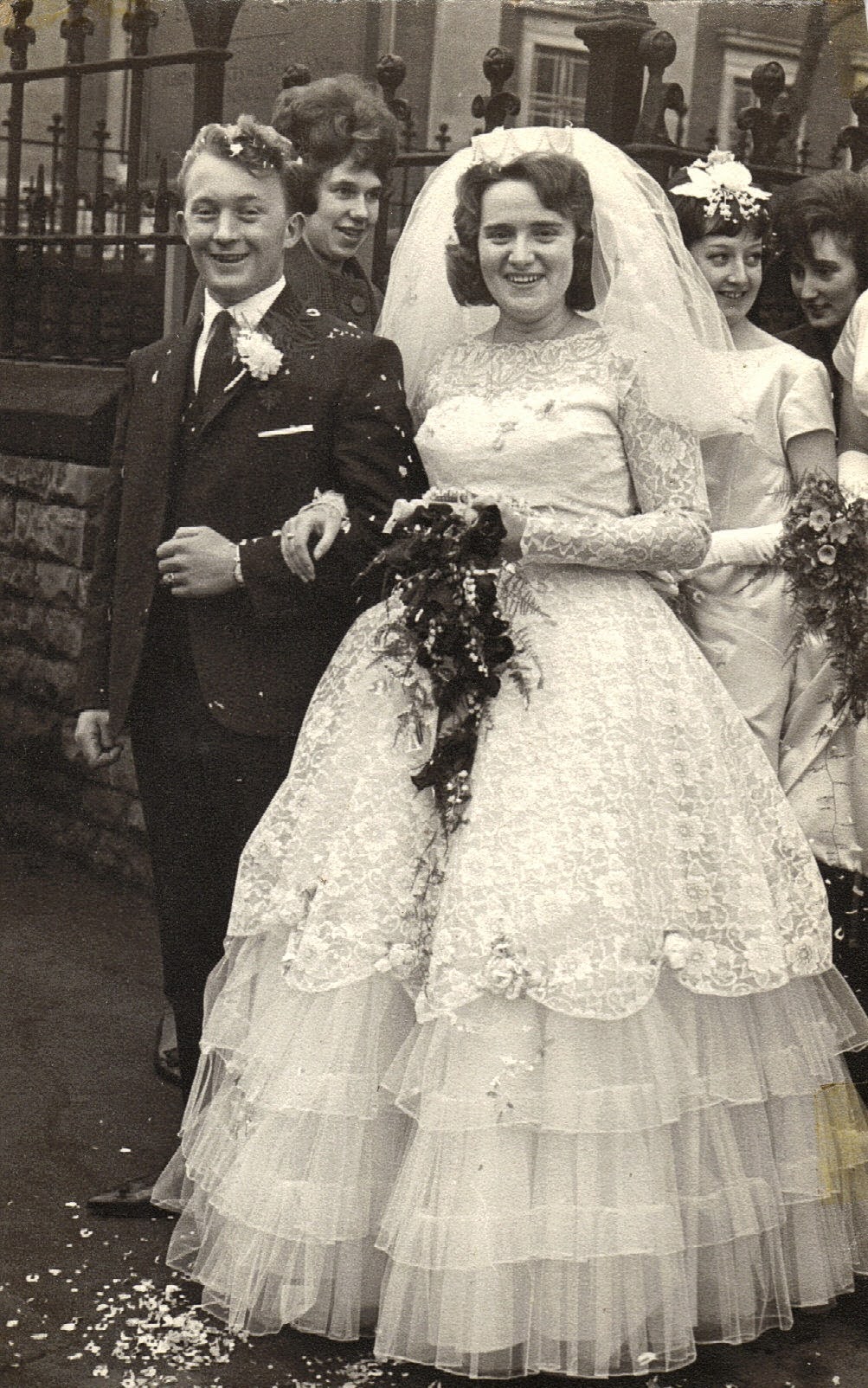 A couple on their wedding day in the 1960s, scanned from the family archive